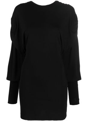 The Attico gathered-sleeve detail dress - Black