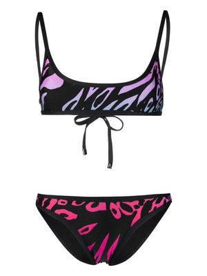 The Attico gradient animal print bikini - Black
