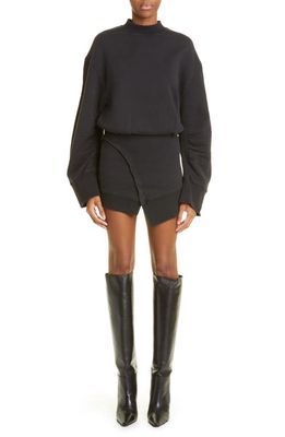 The Attico Ivory Black Oversize Sweatshirt Minidress