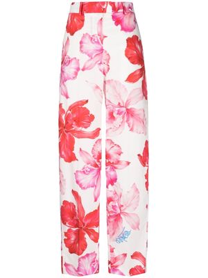 The Attico Jagger floral-print tapered trousers - Pink