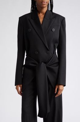 The Attico Knotted Detail Stretch Wool Blazer in Black