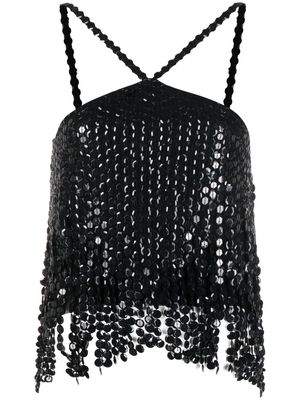 The Attico layered sequin-embellished top - Black