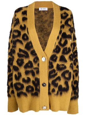 The Attico leopard-intarsia knitted cardigan - Yellow