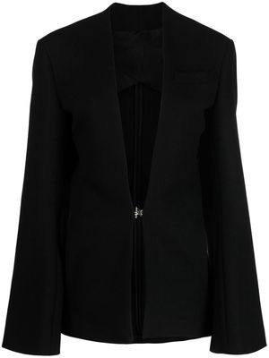 The Attico logo-button collarless cape jacket - Black