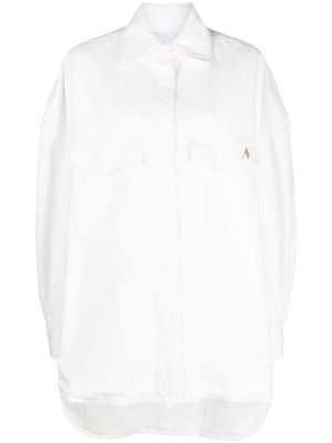 The Attico logo-embroidered shirt jacket - White