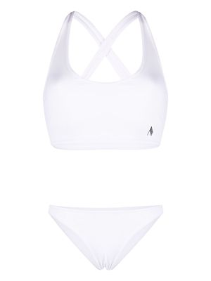 The Attico logo patch ribbed bikini - White