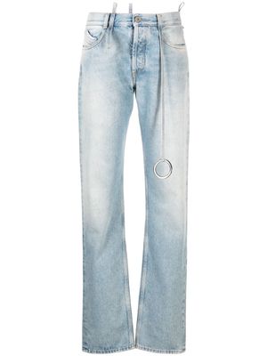 The Attico logo-ring mid-rise tapered jeans - Blue