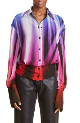 The Attico Marcy Watery Stripe Button-Up Shirt in Multicolor