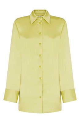 The Attico Margot Long Sleeve Mini Shirtdress in Lime