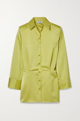 The Attico - Margot Satin Mini Shirt Dress - Green