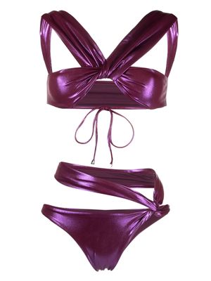 The Attico metallic crossover bikini set - Purple
