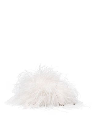 The Attico Midnight feather-embellished clutch bag - White