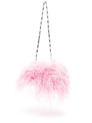 The Attico Midnight Satin feathers clutch - Pink
