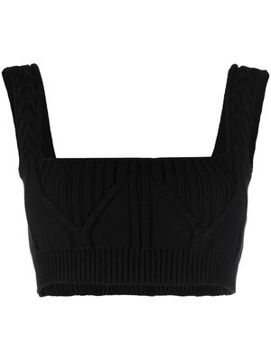 The Attico Miles ribbed-knit cropped top - Black