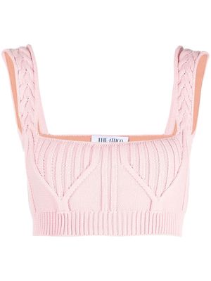 The Attico Miles ribbed-knit cropped top - Pink