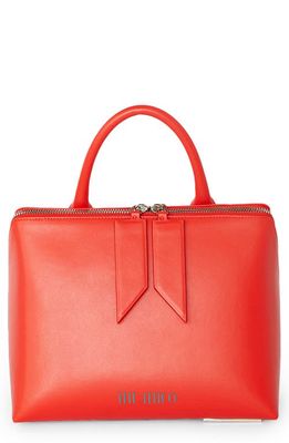 The Attico Monday Leather Top Handle Bag in Red