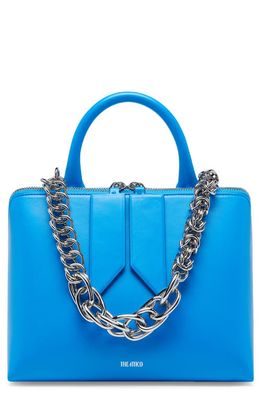 The Attico Monday Leather Top Handle Bag in Turquoise