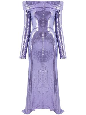 The Attico off-shoulder sequin dress - Purple