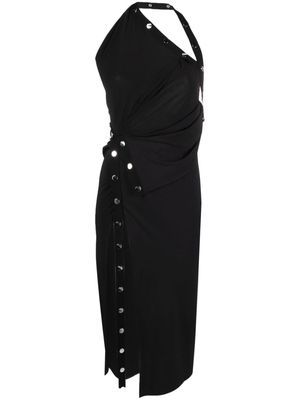 The Attico one-shoulder asymmetric midi dress - Black
