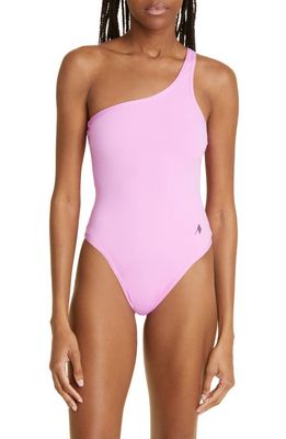 The Attico One-Shoulder One-Piece Swimsuit in Hot Pink