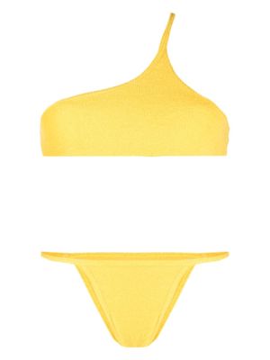 The Attico one-shoulder terry-cloth bikini - Yellow