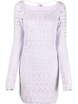 The Attico open-knit long-sleeved minidress - Purple