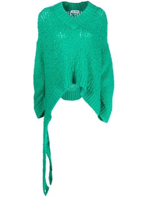 The Attico open-knit V-neck jumper - Green