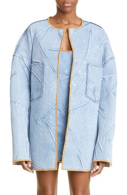 The Attico Oversize Creased Denim Jacket in Light Blue