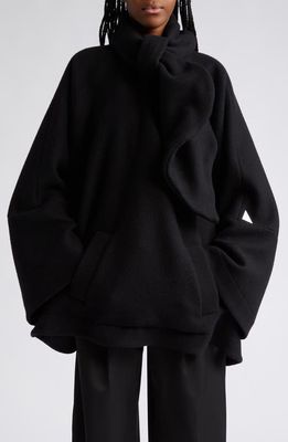The Attico Oversize Pullover Wool Blend Jacket in Black