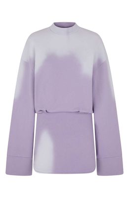 The Attico Palmer Long Sleeve Cotton Fleece Minidress in Lilac