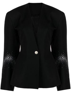 The Attico rhinestone-embellished virgin wool blazer - Black