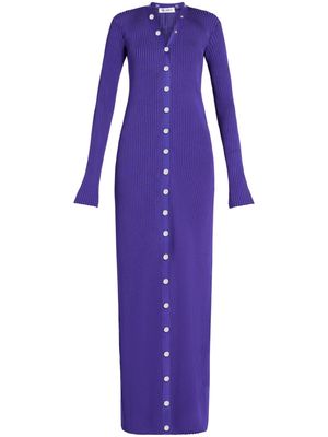 The Attico ribbed-knit cardigan dress - Purple