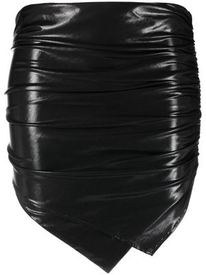 The Attico ruched asymmetric mini skirt - Black