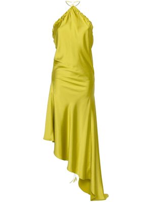 The Attico ruched satin midi dress - Yellow