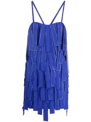 The Attico Satine fringed mini dress - Blue