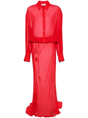 The Attico semi-sheer maxi dress - Red