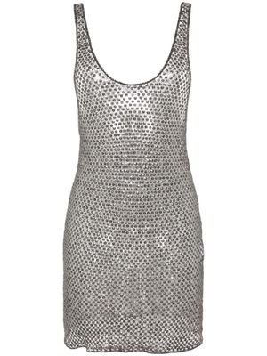 The Attico sequin-embellished fishnet mini dress - Silver