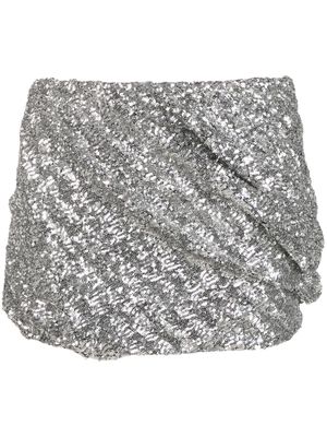 The Attico sequin-embellished miniskirt - Silver