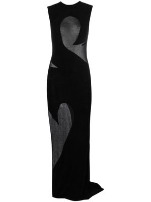 The Attico sheer-panelled maxi dress - Black