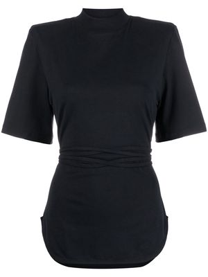 The Attico short-sleeve belted shirt - Black