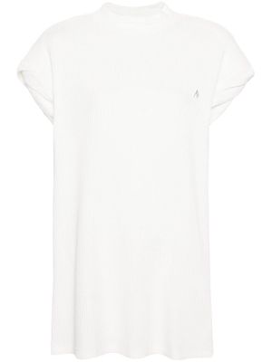 The Attico shoulder-padded waflle-effect T-shirt - White