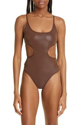 The Attico Side Cutout One-Piece Swimsuit in Coffee
