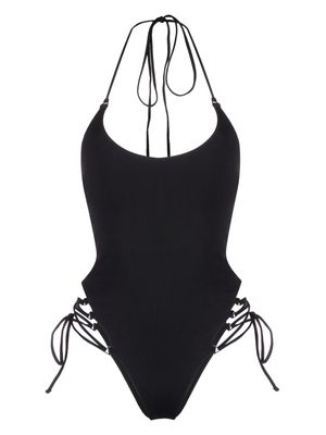 The Attico side-tie open-back swimsuit - Black