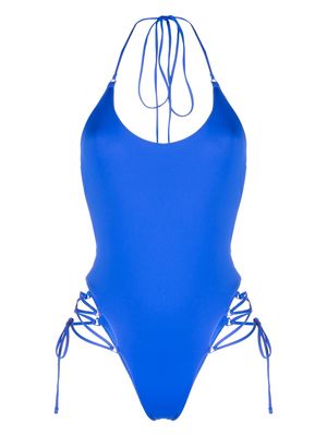 The Attico side-tie open-back swimsuit - Blue