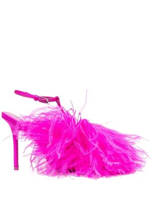 The Attico Sienna feather-trim sandals - Pink