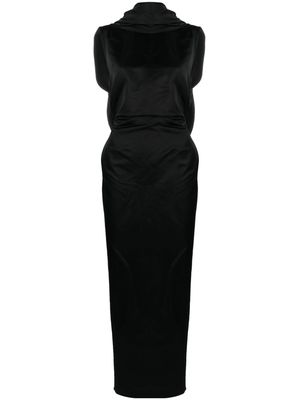 The Attico silk shawl gown - Black
