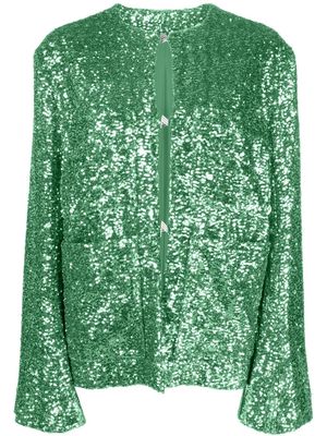 The Attico single-breasted sequin-embellished jacket - Green