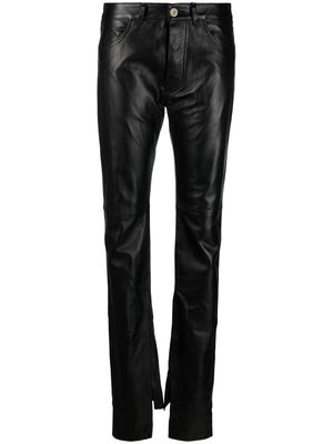 The Attico split-cuff leather trousers - Black