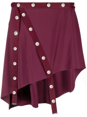 The Attico stud-detail cotton-blend asymmetric skirt - Purple
