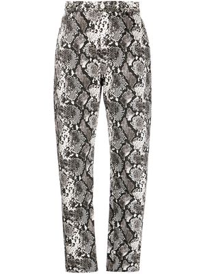 The Attico tapered snakeskin-effect trousers - Black